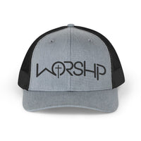 Load image into Gallery viewer, WORSHIP Cross - Trucker Retro Hat