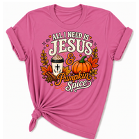 Load image into Gallery viewer, All I Need is Jesus &amp; Pumpkin Spice T-Shirt - Unisex