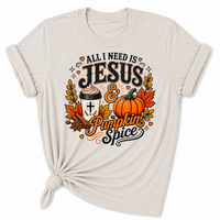 Load image into Gallery viewer, All I Need is Jesus &amp; Pumpkin Spice T-Shirt - Unisex