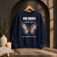 Load image into Gallery viewer, God Makes Beauty From Broken Pieces Crewneck Sweatshirt