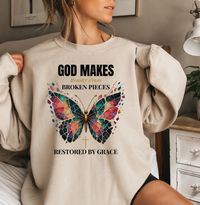 Load image into Gallery viewer, God Makes Beauty From Broken Pieces Crewneck Sweatshirt
