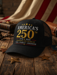 Load image into Gallery viewer, America's 250th Anniversary Trucker Hat - God • Family • Freedom Cap