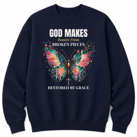 Load image into Gallery viewer, God Makes Beauty From Broken Pieces Crewneck Sweatshirt