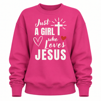 Load image into Gallery viewer, Just a Girl Who Loves Jesus - Crewneck Sweatshirt