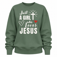 Load image into Gallery viewer, Just a Girl Who Loves Jesus - Crewneck Sweatshirt