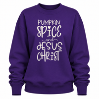 Load image into Gallery viewer, Pumpkin Spice &amp; Jesus Christ Crewneck Sweatshirt