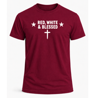 Load image into Gallery viewer, Red White and Blessed Men's T-Shirt in Cardinal Red – Christian Graphic Tee