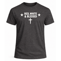 Load image into Gallery viewer, Red White and Blessed Men's T-Shirt in Dark Heather – Patriotic Christian Tee