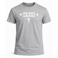 Load image into Gallery viewer, Red White and Blessed Men's T-Shirt in Sport Grey – Faith Apparel