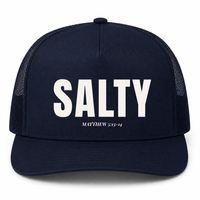 Load image into Gallery viewer, SALTY Trucker Hat – Matthew 5:13-14 Premium 5-Panel Snapback Cap
