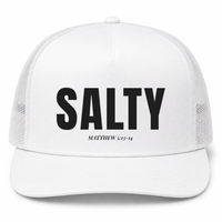 Load image into Gallery viewer, SALTY Trucker Hat – Matthew 5:13-14 Premium 5-Panel Snapback Cap