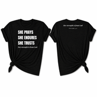Load image into Gallery viewer, Her Strength is from God T-Shirt