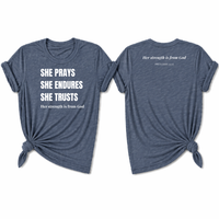 Load image into Gallery viewer, Her Strength is from God T-Shirt