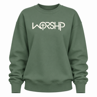 Load image into Gallery viewer, WORSHIP Cross Crewneck Sweatshirt
