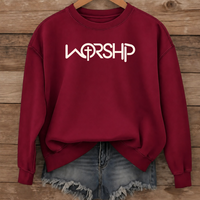 Load image into Gallery viewer, WORSHIP Cross Crewneck Sweatshirt