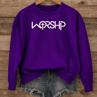 Load image into Gallery viewer, WORSHIP Cross Crewneck Sweatshirt