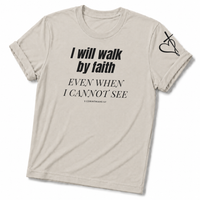 Load image into Gallery viewer, Walk By Faith T-Shirt – Ice Gray – Christian Apparel | Faith Plus 3