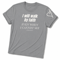Load image into Gallery viewer, Walk By Faith T-Shirt – Sport Gray – Christian Apparel | Faith Plus 3