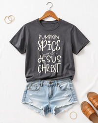 Load image into Gallery viewer, Pumpkin Spice &amp; Jesus Christ T-Shirt - Unisex